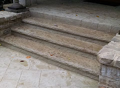 Splait face stone form liners stamped concrete steps