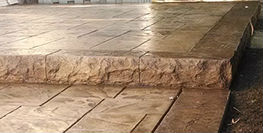 Split face stone form liner stamped concrete steps